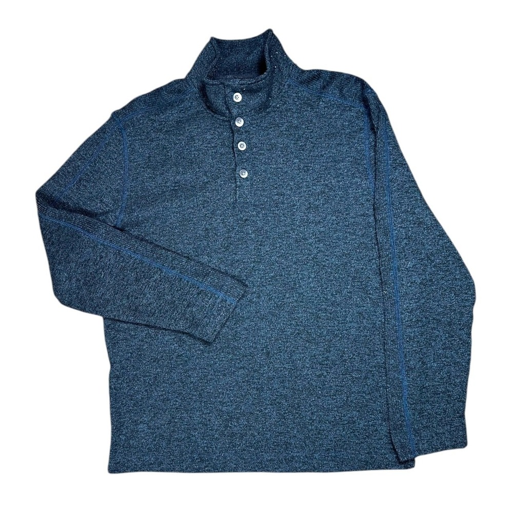 Van Heusen Men's XL Navy Quarter-Button Textured Pullover Sweater